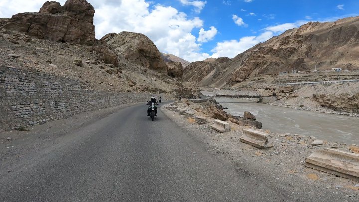 Rider in black jacket on a motorcycle